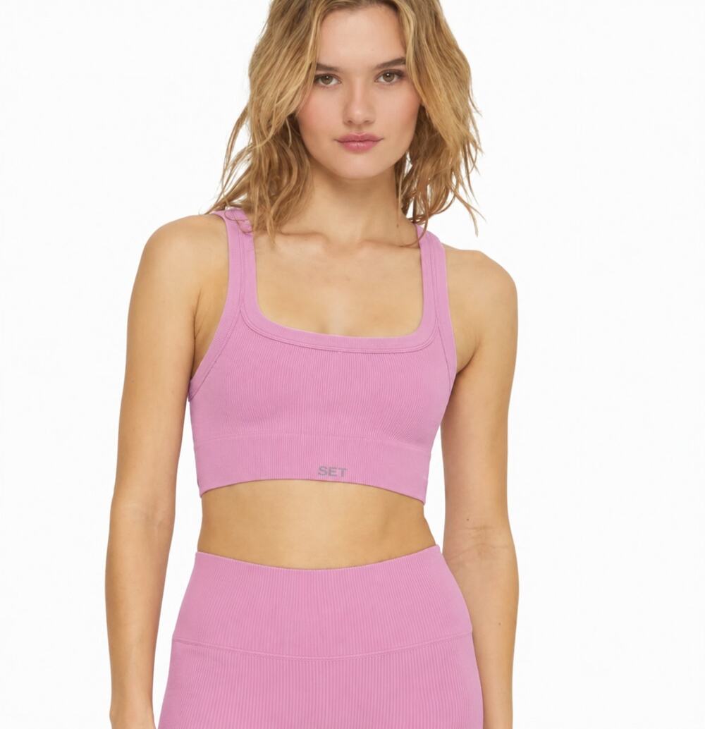SET ACTIVE Sculptflex Crop Tank Sports Bra Charm Pink XL